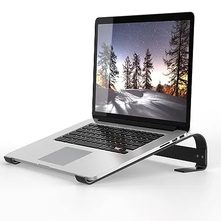ELV Direct Tabletop Direct Laptop Stand Ergonomic Aluminum Computer Stand Laptop Riser Ventilated Lapdesk Compatible for Tablets and Laptops Upto 15 6 inches 39 62 cm Black JJ Laptop STD