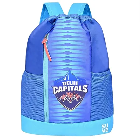 EUME Delhi Capitals 19 Ltrs Drawstring Backpack with 1 Compartment Men Women Fit Up to 13 3 inch Laptop Blue Color
