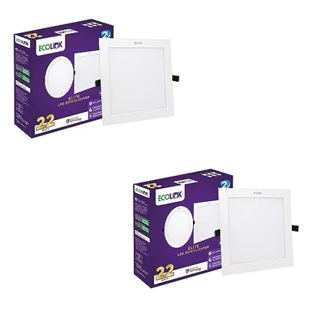 EcoLink Elite 22W Square LED Ceiling Downlighter Cool Day Light Pack of 2 