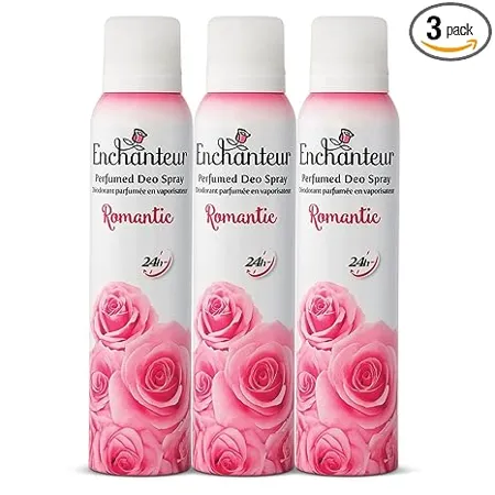 Enchanteur Romantic Perfumed Deodorant Body Spray for Women Ever Lasting No Gas Floral Freshness Odour protection 150ml Pack of 3 