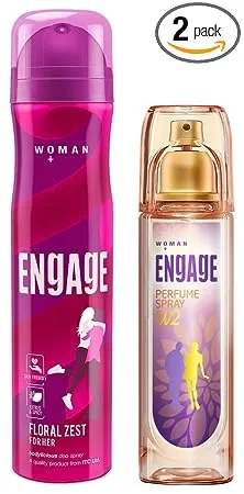 Engage W2 Perfume Spray For Women Floral and Fruity Skin Friendly 120ml Engage Floral Zest Deodorant for Women Citrus and Floral Skin Friendly 150ml