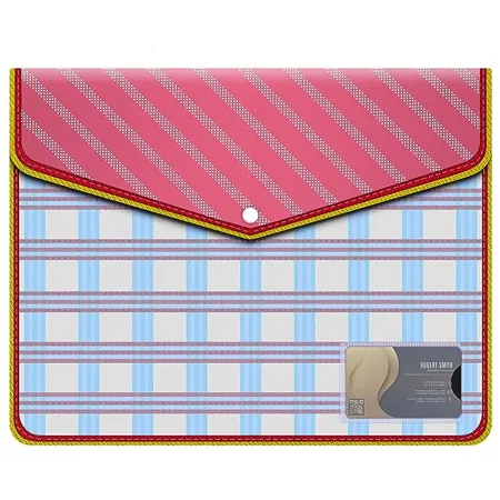 FEDUS Documents Holder Envelope Folder Stylist Printed File Storage Bag with Snap Button Transparent Plastic File for documents Certificate File Holder Document Folder Organizer for Certificate Red