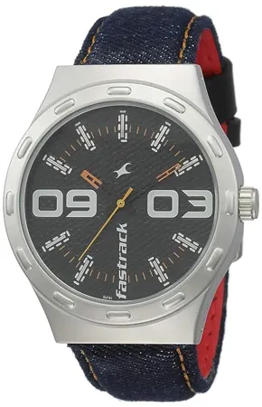 Fastrack Denim Analog Black Dial Men s Watch 3183SL02 3183SL02 3183SL02