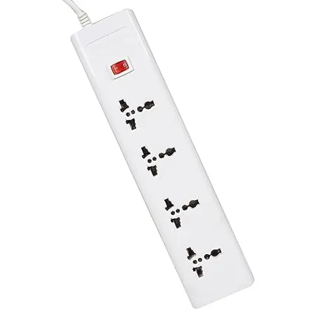 FatCherry FC2017 4 1 Power Strip White Color 240 Volts with 1 LED Indicator Master Switch Safety Shutter 4 International sockets 2 Meter log wire Extension Cord for Home Appliances Cooler Laptop Mobile Computer