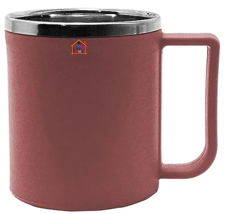 Fun Homes Double Wall with Inner Stainless Steel Coffee Tea Milk Mug Brown Standard