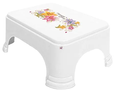 Fun Homes Floral Print Plastic Bathroom Stool White pack of 1