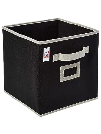 Fun Homes Non Woven Fabric Foldable Extra Small Storage Cube with Handle for Toy Books Shoes Black 