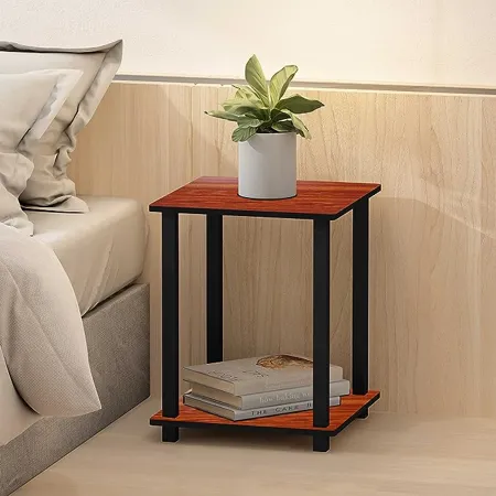 Furniture Cafe 2 Tier Wooden Multipurpose Turn n Tube Engineered Wood End Table Beside Sofa Side Table Corner Night Stand for Hallway Living Room Bed Room Home Office Color Teak Natural 