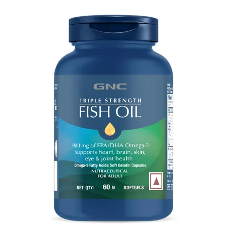 GNC Triple Strength Fish Oil Omega 3 Capsules for Men Women 900mg EPA DHA Improves Memory Protects Vision No Fishy Aftertaste Supports Family Health USA Formulated