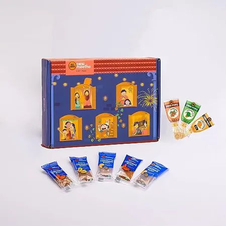 GO DESi Mood Meetha Karo Sweet Gift Box Hamper Indian Sweets Mithai Meetha Delight Assorted Coconut Barfis Assorted Desi Popz