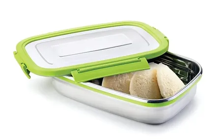 Ganesh Craze Stainless Steel Tiffin Lunch Box Container 4 Side Clip Lock Lid for Office School Use Food Grade Air Tight 900ML