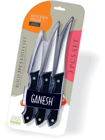 Ganesh Stainless Steel Kitchen Bold 3 pcs Knife Vegetable Cutting and Chopping Knife Serrated Edge