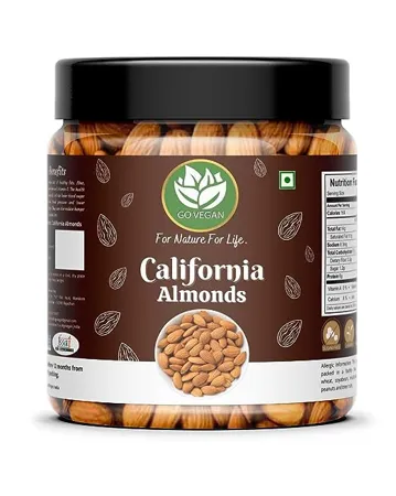 Go Vegan California Almonds 500gm Premium Badam Giri High in Fiber Boost Immunity Real Nuts Whole Natural Badam