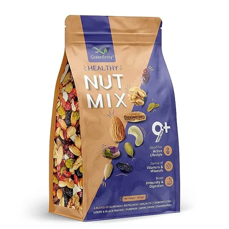 GreenFinity Premium International Healthy Nutmix 200g Dried Almonds Black Raisins Cashewnuts Cranberries Green Raisins Pumpkin Seeds 