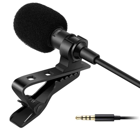 HUMBLE Dynamic Lapel Collar Mic Voice Recording Filter Microphone for Singing YouTube Smartphones Black