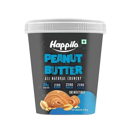 Happilo All Natural Peanut Butter Crunchy 500g Protein Rich Roasted Peanuts No Added Sugar