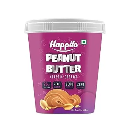 Happilo Classic Peanut Butter Creamy 500g Protein Rich Roasted Peanuts No Added Sugar
