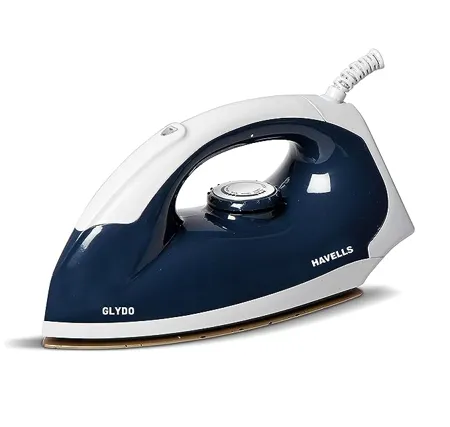Havells Glydo 1000 watt Dry Iron With American Heritage Non Stick Sole Plate Aerodynamic Design Easy Grip Temperature Knob 2 years Warranty Charcoal Blue 
