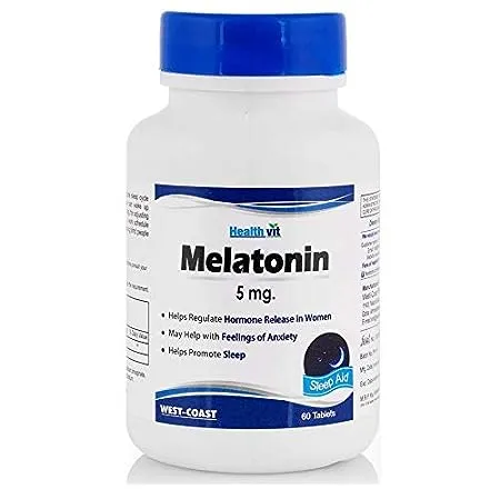 Healthvit Melatonin 5mg Helps You Fall Asleep Faster Stay Asleep Longer Easy to Take Faster Absorption 60 Tablets
