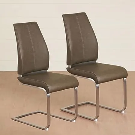 Home Centre Napster Ergonomic Set of 2 Faux Leather Dining Chairs Brown