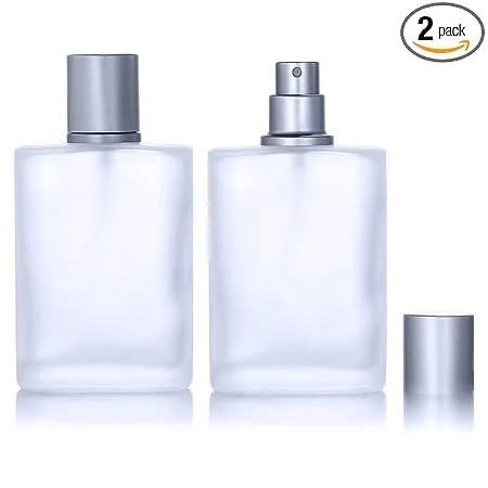 Hunky Dory 100ml Superior Qaulity Frosted Empty Refillable Glass Bottle with Spray Pump and Cap for For DIY Perfume Essential Oils Blends Rose Water Costemic Use Pack of 2 