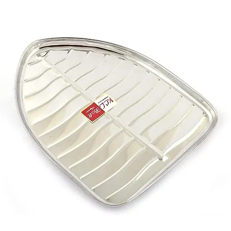 KCL Stainless Steel Leaf Shaped Banana Plates Dinner Plates Lunch Plates 6 Unit Diameter 23 5 Cms No 4 1 