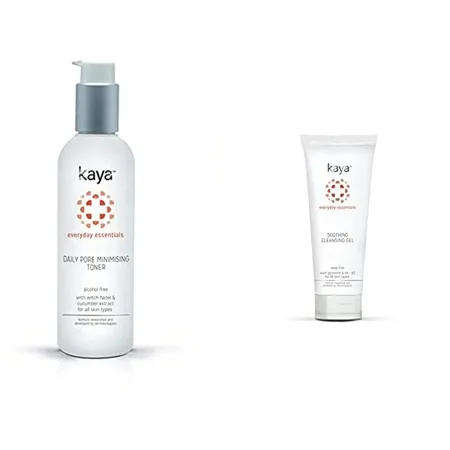 Kaya Daily Pore Minimising Toner Alcohol Free Face Toner With Witch Hazel Niacinamide 200ml Soothing Cleansing Gel 100ml