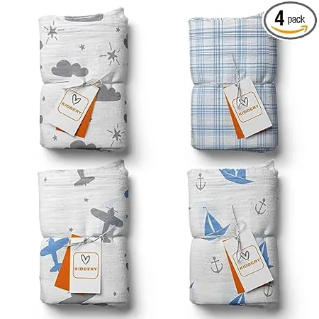 Kiddery Swaddle Wraps Premium 100 Cotton Muslin Swaddle Wraps for Newborn Essential Summer Blankets 0 12 Months Unisex Set of 8 Baby Shower Edition