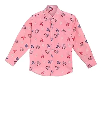 Kidling Kids Printed Cotton Shirt for Boys Pink K 304 PINK 3 