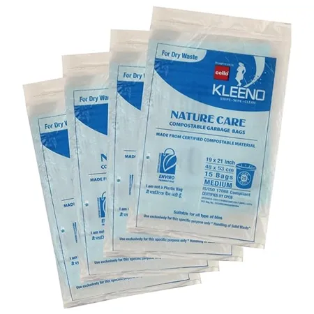 Kleeno by Cello Nature Care Compostable Dry Garbage Bag Pouch Medium 25L Set of 4 15 bags each 
