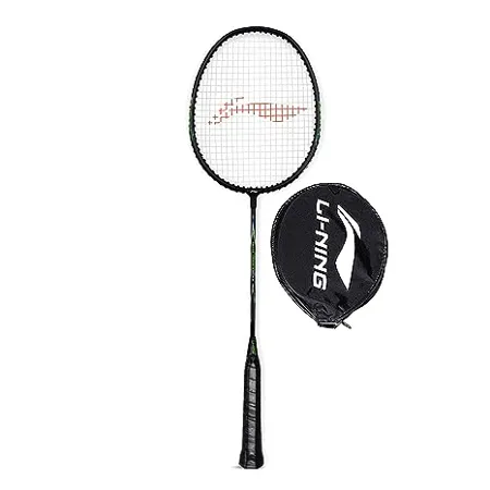 Li Ning Mega Power 5 Strung Aluminum Badminton Racket with Free Head Cover Multicolour Black Green