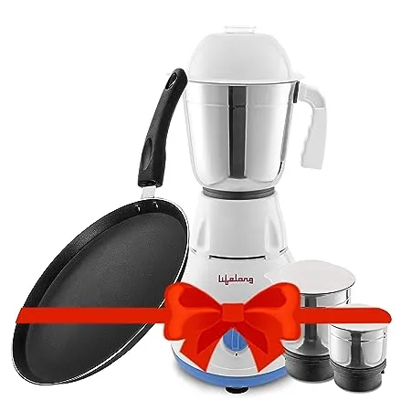 Lifelong LLCMB03 500 W Mixer Grinder White 3 Jars Non stick Tawa Super Combo