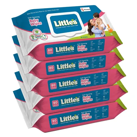 Little s Soft Cleansing Baby Wipes Lid 80 Wipes Pack of 5 