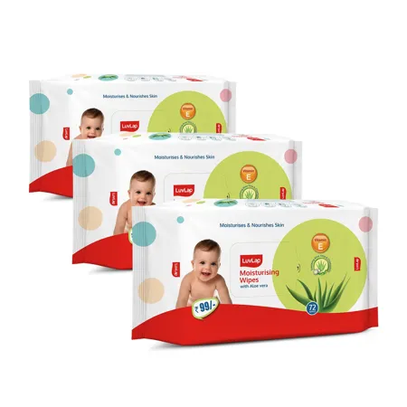 LuvLap Baby Moisturising Wipes with Aloe Vera 72 Wipes pack Pack of 3 Combo