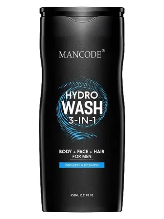 MAN CODE Hydro Body Wash 3 in 1 Body Wash Face Wash Hair Shampoo Energizing Hydrating Refreshing Deep Cleansing Neem Aloe vera Vegetable Glycerin 450 ml Shower Gel for Men Pack of 1 