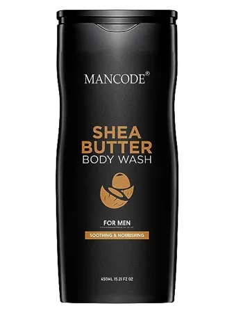MAN CODE Shea Butter Body Wash For Men Soothing Nourishing Deeply Conditions Soft Smooth Glowing Skin Neem Aloe Vera Vegetable Glycerin Extract 450ml Pack Of 1 