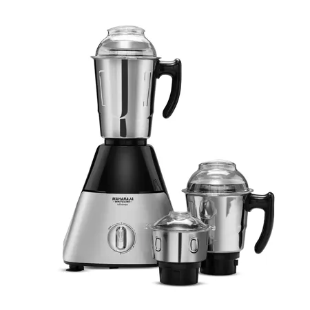 Maharaja Whiteline Infinimax HD Mixer Grinder with 3 Jars 1000 W Silver Black 5 Years Warranty on Motor