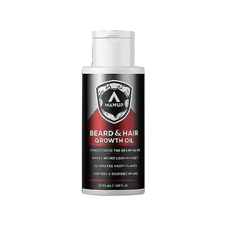 Man Up Beard Hair Growth Oil For Men for Thicker Longer Booster Enriched with Sesame Oil Vitamin E Nourishment Strengthening No Harmful Chemicals Cocnut 50 ml