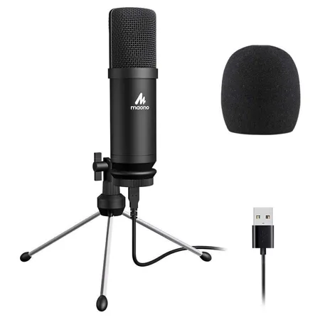 Maono AU A04TR USB Condenser Cardioid Microphone Kit with Tripod for Podcast PC Gaming Recording YouTube Vlogging