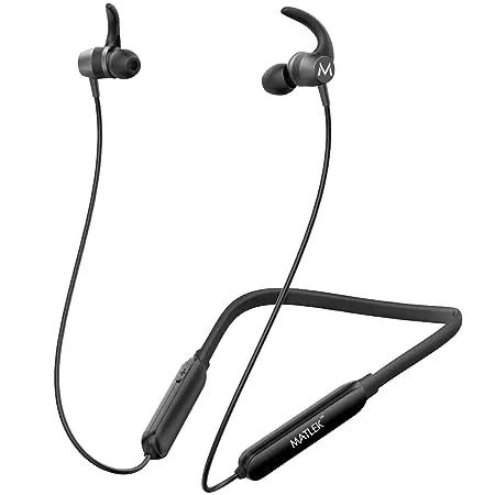 Matlek 15 Hours Non Stop Bluetooth in Ear Earphone Wireless with Mic Sweat Proof for Running Gym Work with All The Bluetooth Phones and Devices Black 