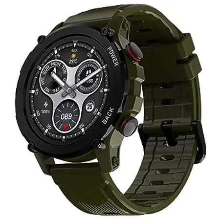 Maxima Max Pro X4 Rugged Bluetooth Calling Smart Watch 1 32 Round Always on Premium Display with 360x360 px Resolution AI Voice Assitant Advance UI 340 mah Big Battery HR SpO2 150 Watch Faces
