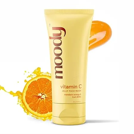 Moody 10 AHA Peel Jelly Face Mask with Vitamin C Hyaluronic Acid Niacinamide for Exfoliating Bright Smooth Skin Green Tea Extract Cruelty Toxin Free Vegan for Men Women 80gm
