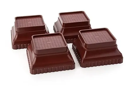 Moxstar Refrigerator Multi Purpose Plastic Legs Foot and Stand Washing Machine Stand Furniture Base Stand Square Step Brown 