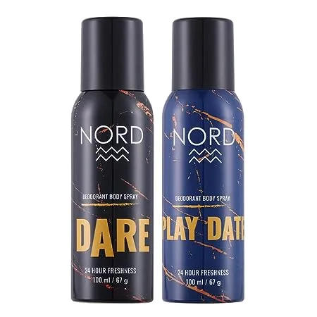 NORD Deodorant Body Spray For Men Dare and Play Date 100 ml Pack of 2 