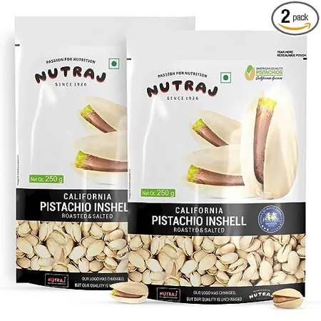 Nutraj California Roasted Salted Inshell Pistachios 500g 2 x 250g Salted Pista Crunchy Healthy Healthy Snacks Dry Fruits Nuts Rich in Vitamin Minerals Withshell Pistachio