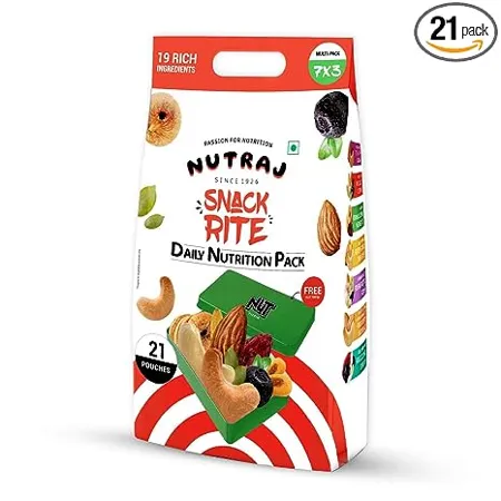 Nutraj Snackrites Nutty Trail Mix 525g Pack of 21 Pcs Dry Fruits Mix Combo for Office School High Protein Snack Superfood Loaded with Protein Vitamins Minerals