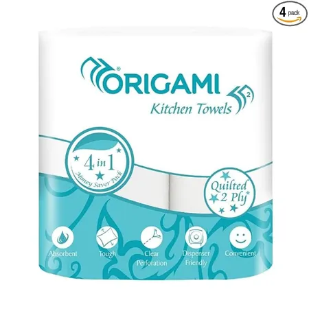 Origami 2 Ply Kitchen Tissue Paper Roll Pack of 4 60 Pulls Per Roll 240 Sheets 