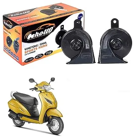 Oshotto 12V Car Horn Trumpet Sound 2Pc Set Low High Compatible with Honda Activa 5G