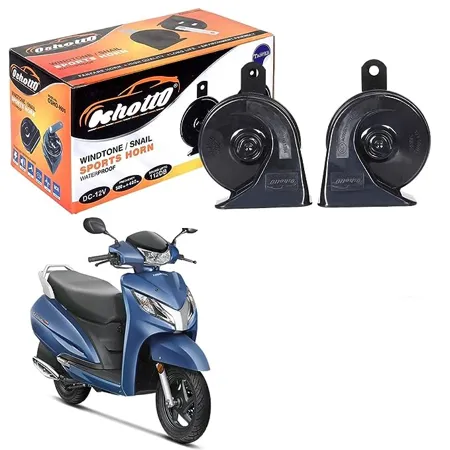 Oshotto 12V Car Horn Trumpet Sound 2Pc Set Low High Compatible with Honda Activa