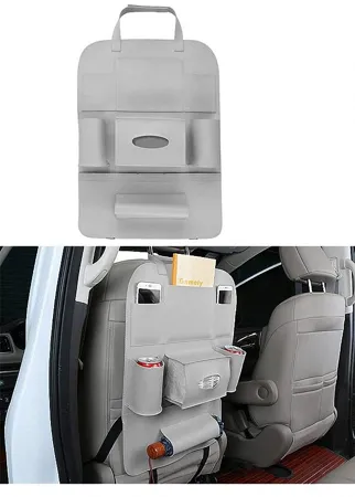 Oshotto Car Backseat Storage Organizer Phone Holder Multi Pocket for Bottles Tissue Boxes Kids Toy Storage and Great Travel Accessory Compatible with Datsun GO Redi Go Grey 